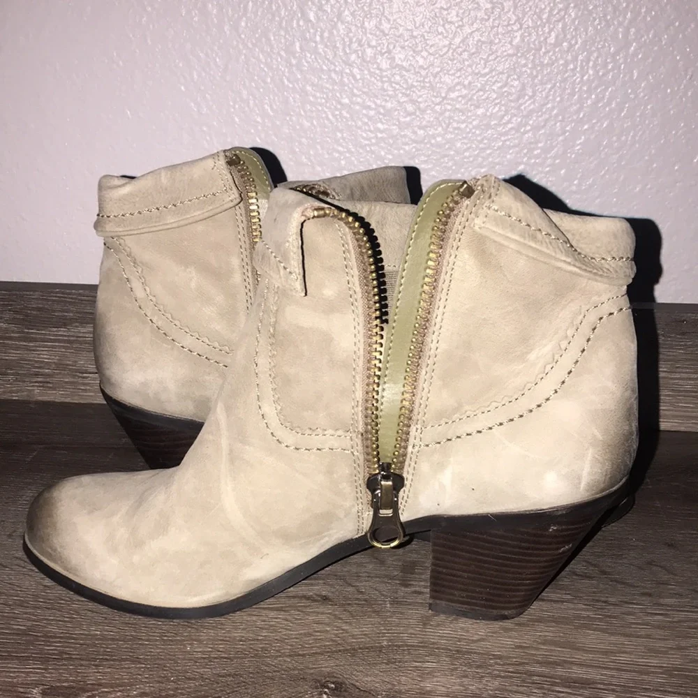SAM EDELMAN Gray Leather Fring Ankle booties. - Picture 4 of 7